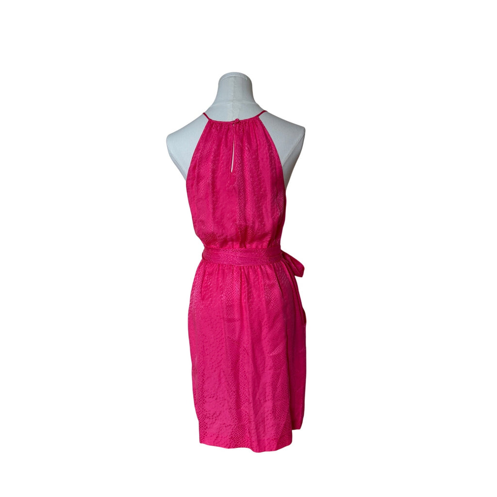 Rebecca Taylor Hot Pink Snake Effect Dress w/Pockets 2
