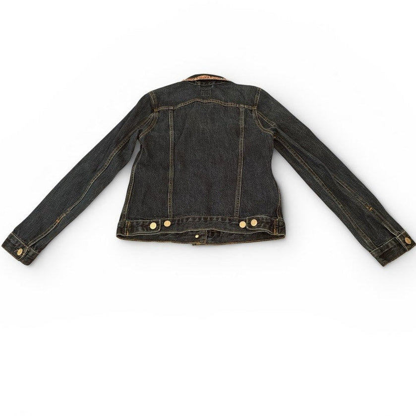 Reimagined by Bailey Grace | One-of-a-Kind Denim Jacket, Floral Collar Trim - S