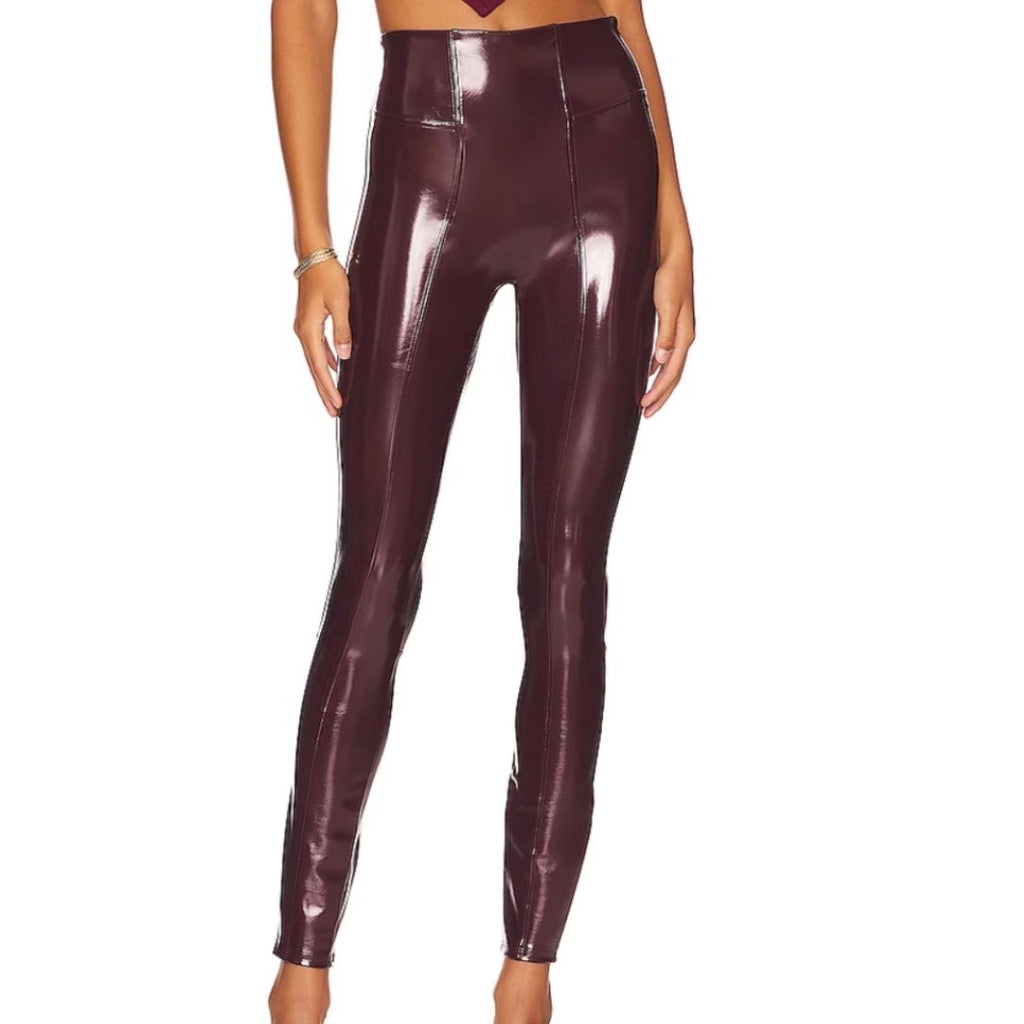 SPANX Faux Patent Leather Leggings Ruby - Medium Petite