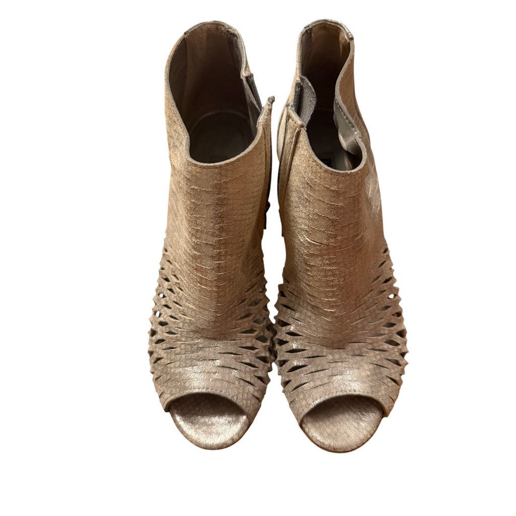 Paul Green Silver Grey Open-Toe Wedge Boots Size 37