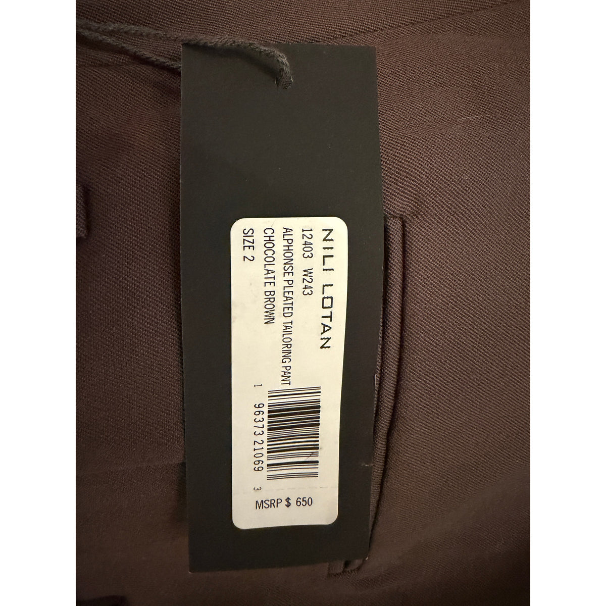 Nili Lotan Chocolate Brown Alphonse Pleated Pants Size 2