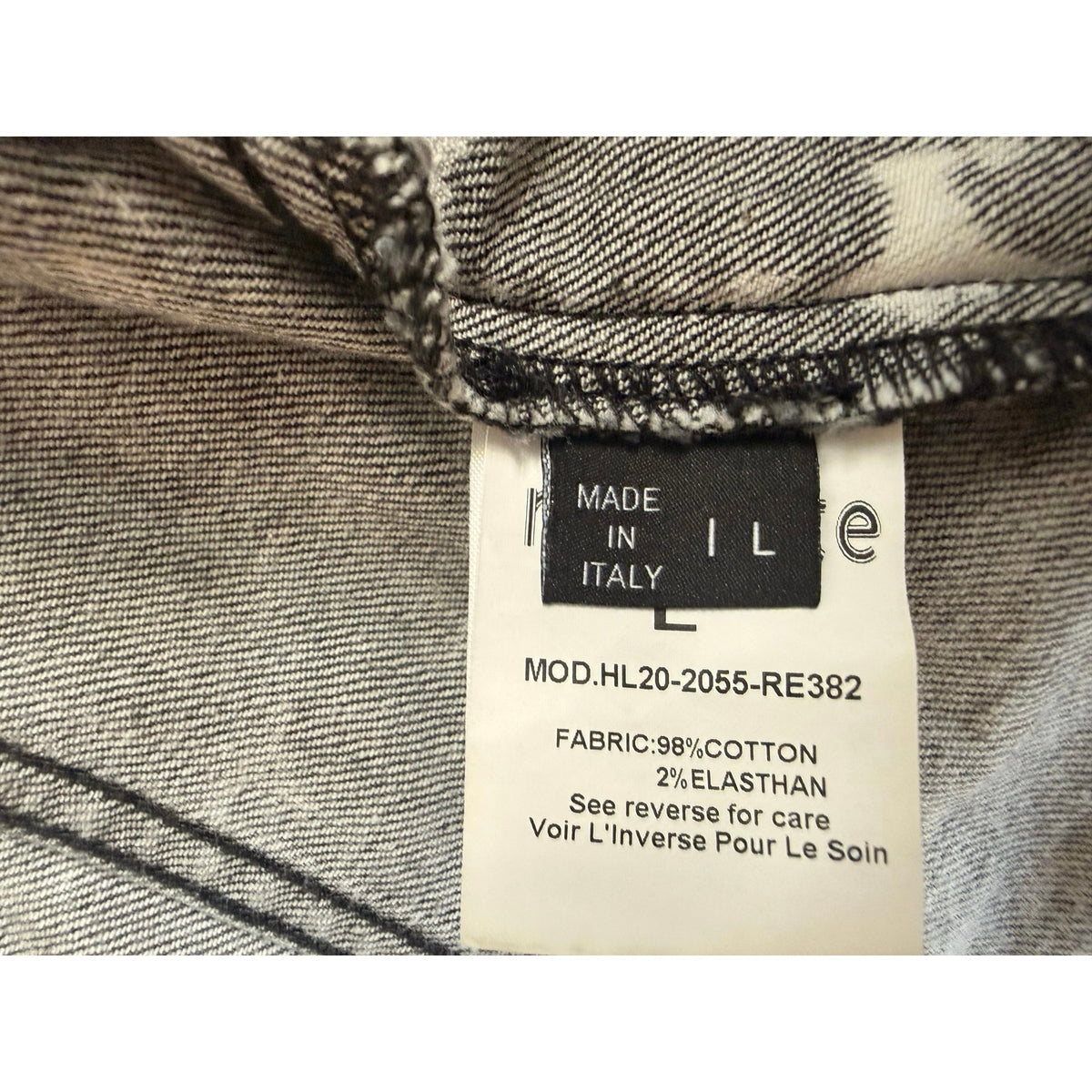 Retrofête Ada Puff-Sleeve Denim Jacket Gray Acid Wash Size L