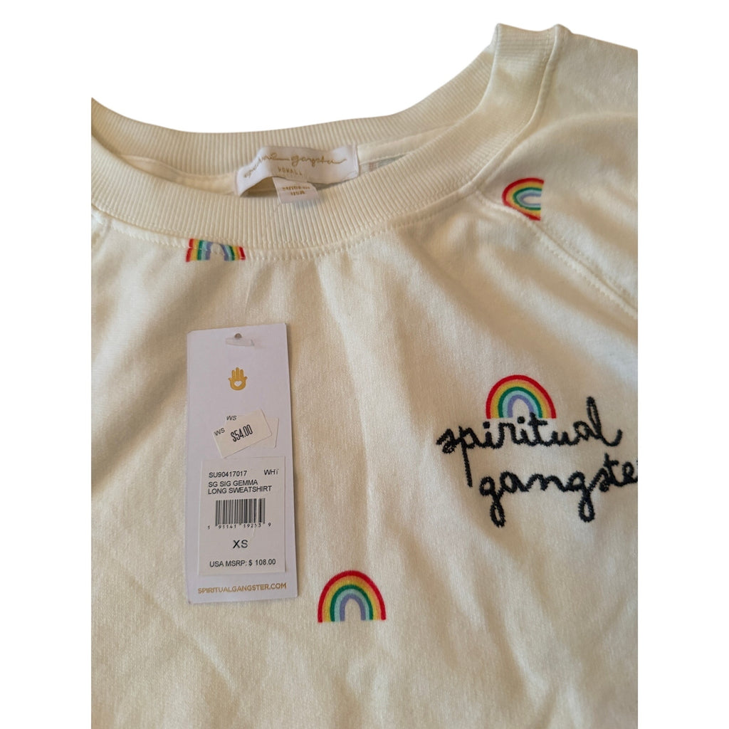 Spiritual Gangster Cream Rainbow Graphic Sweater XS