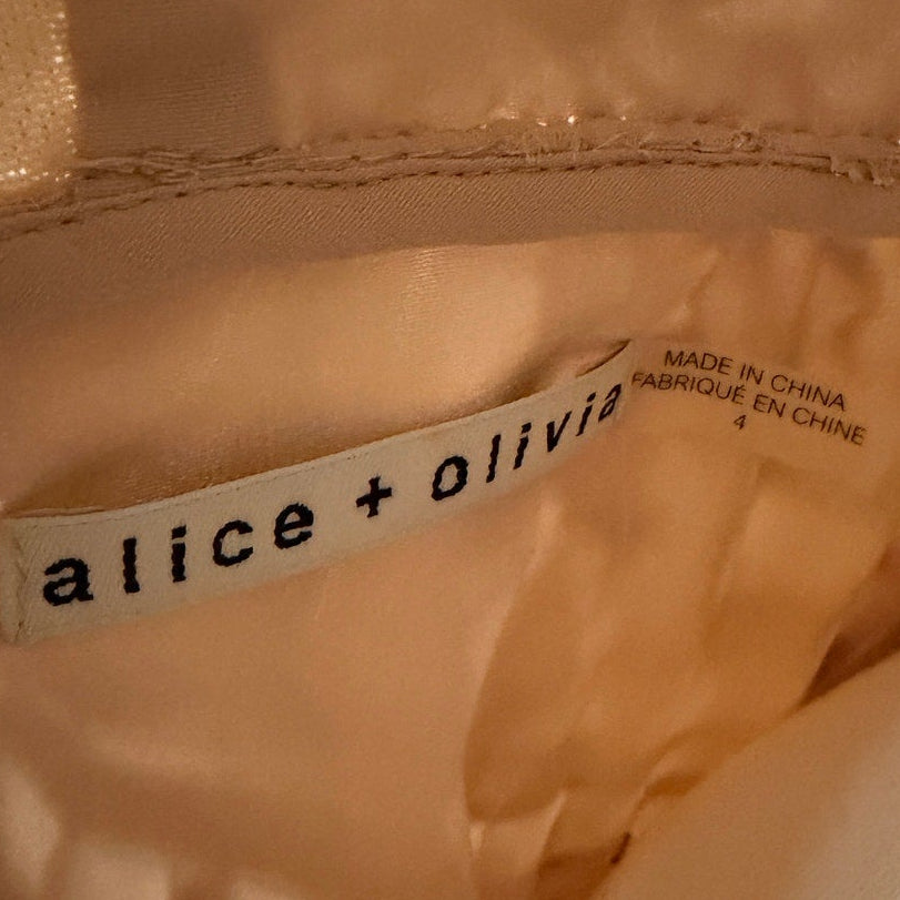 Alice & Olivia Cream Emma Crochet Overlay Dress Size 4
