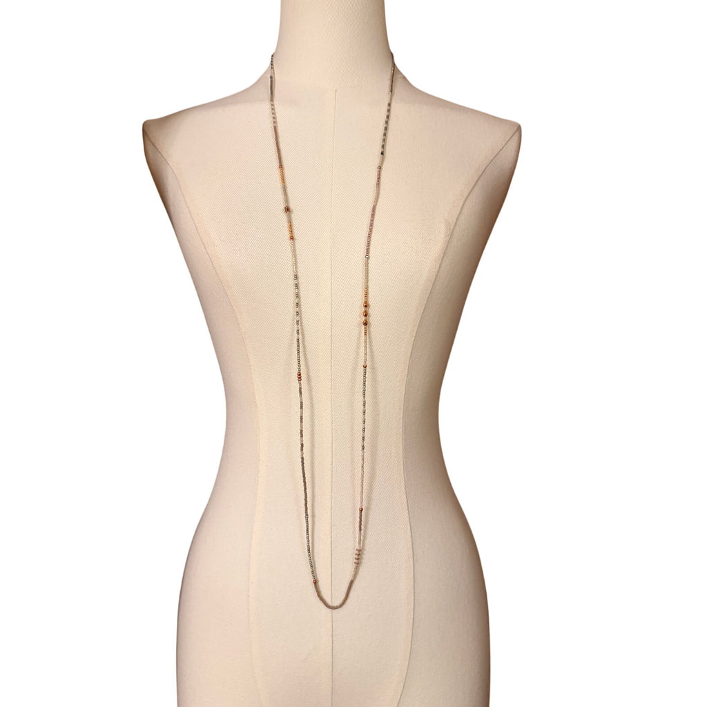 Mixed Bead Necklace 23" Wear Single, Doubled, or Asymmetrical Artisan Vintage