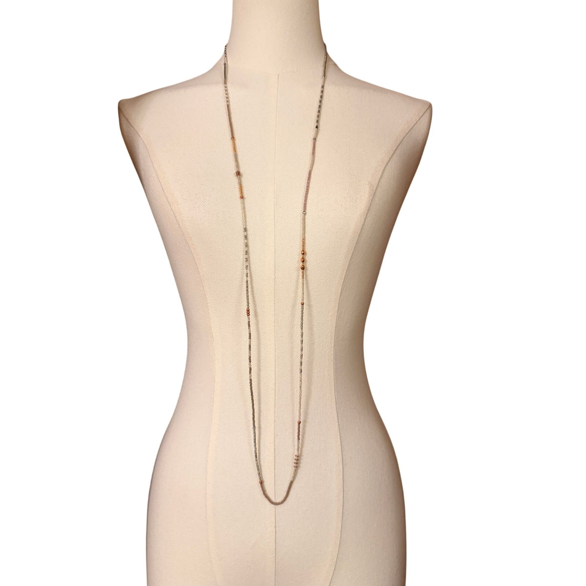 Mixed Bead Necklace 23" Wear Single, Doubled, or Asymmetrical Artisan Vintage