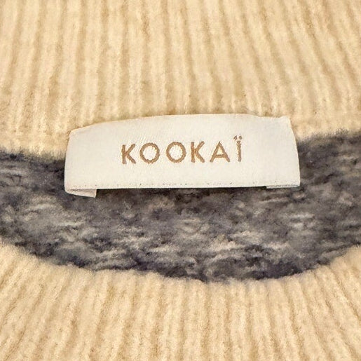 Kookaï Alice Jacquard Crewneck Sweater Blue Cream Sz 1/XS-S