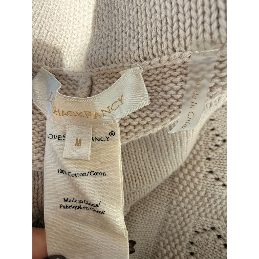 LoveShackFancy Toro Heart Pointelle Knit Pants Beige - Medium