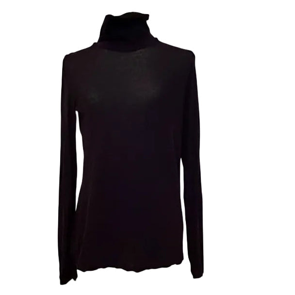 James Perse USA Soft Stretch Cotton Black Turtleneck Open Side/Back - Size 2