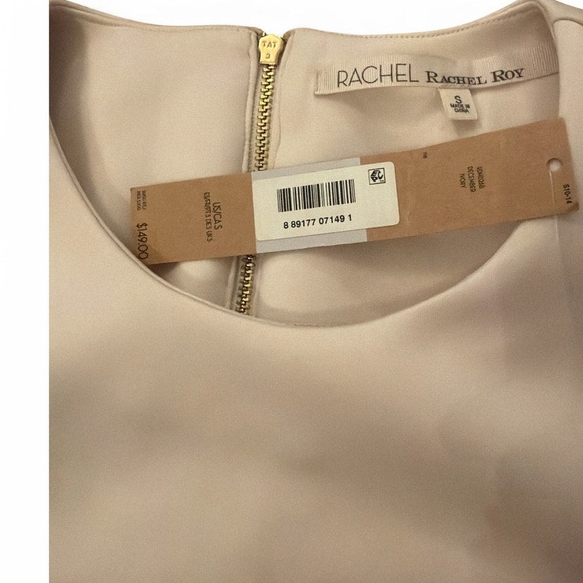 Rachel Roy Cream Zip Pocket Dress Leather Arms S