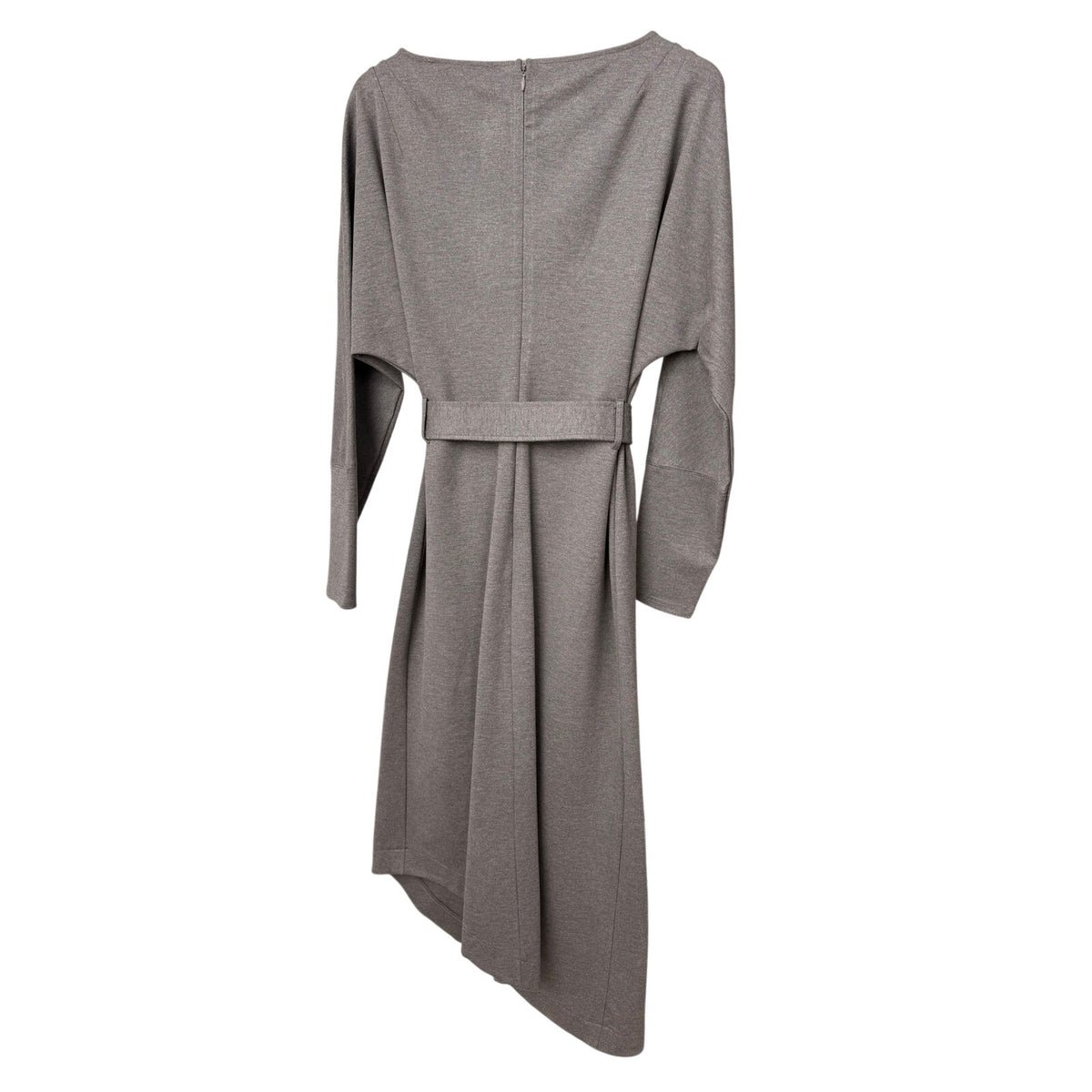 Karen Millen Waterfall Hem Belted Charcoal Maxi Dress NWT L