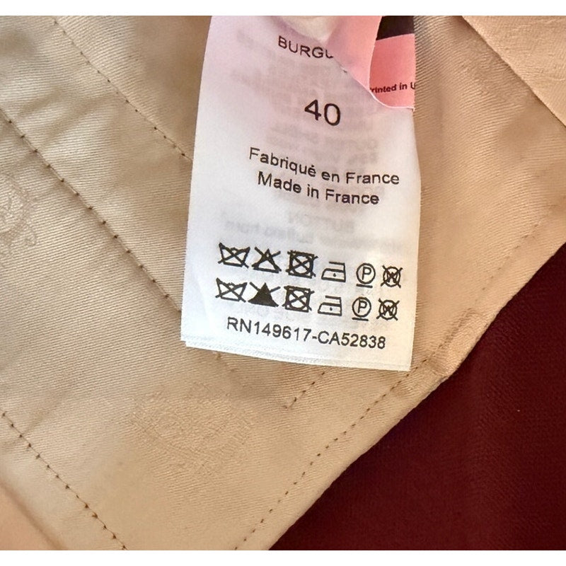 Chloé Burgundy Sailor-Style Wide/Flare-Leg Pants - Size 40