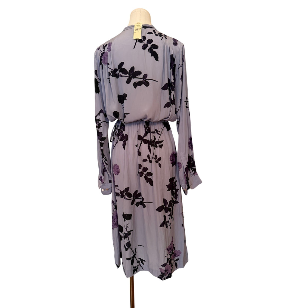 Dries Van Noten Tie Front Shirtdress Purple Floral - Size 38/ US 6