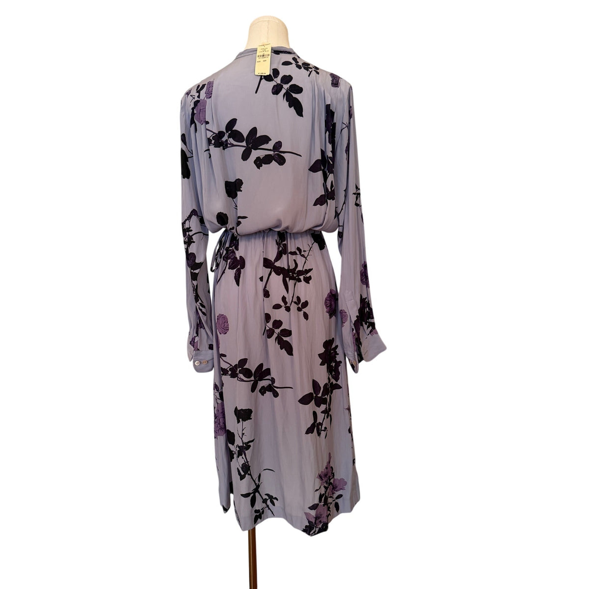 Dries Van Noten Tie Front Shirtdress Purple Floral - Size 38/ US 6