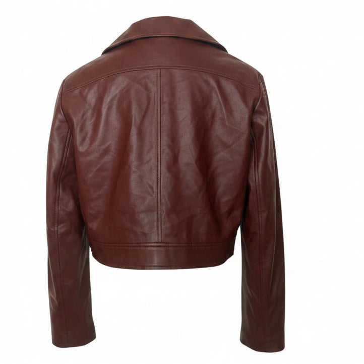 French Connection Burgundy Motorcycle Jacket Blazer US 8