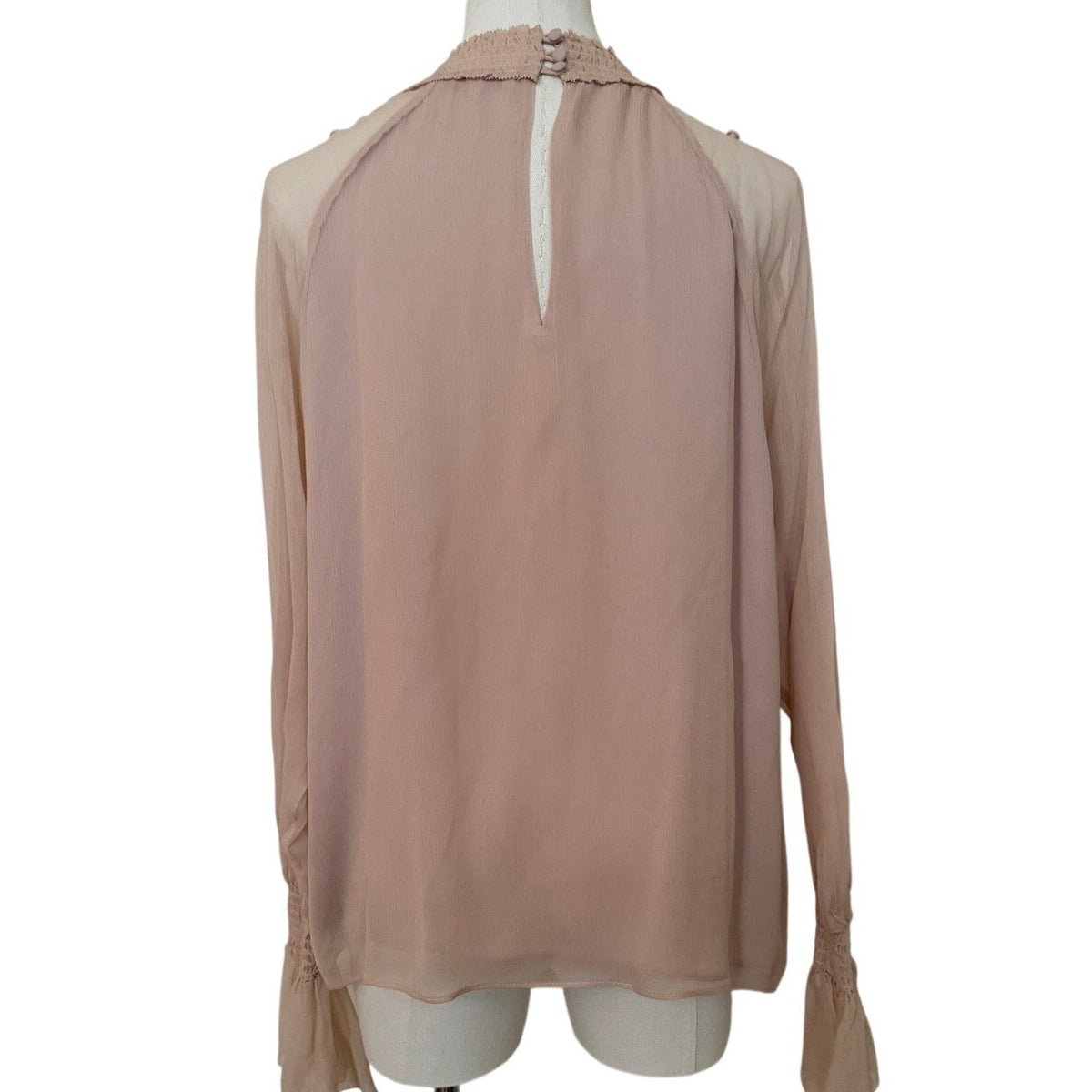 Parker NYC Blush Pink V-Neck Under Rouched Collar - Medium