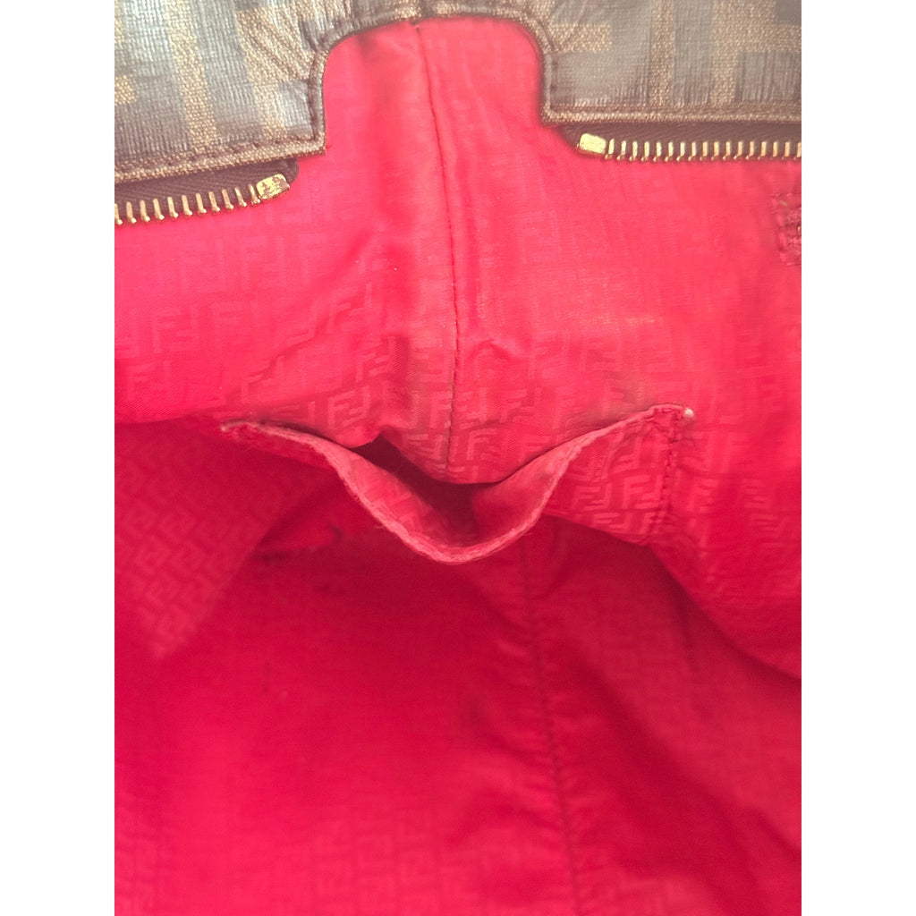 FENDI Zucca Shopper Tote Trompe L'Oeil Pink Baguette
