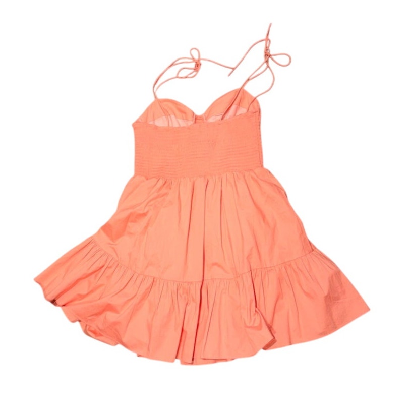 STAUD Landry Tiered Smocked Mini Dress Orange Size XL
