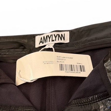 Amylyn Black Vegan Leather High Rise Wide Leg Pants Size M