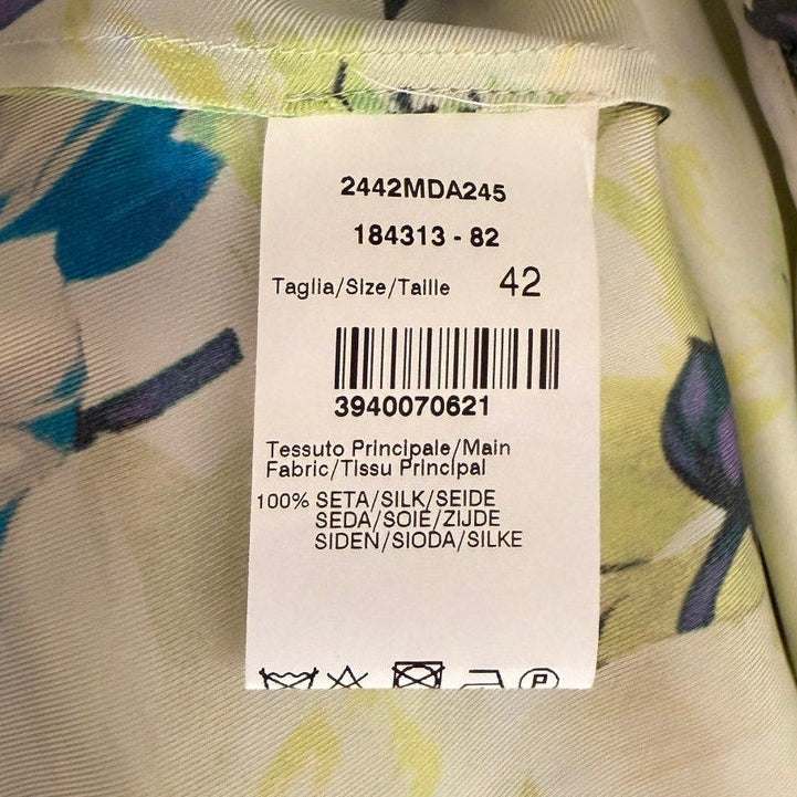 MSGM Milano Green Floral One-Shoulder Silk Maxi Dress 42 (US 8-10)