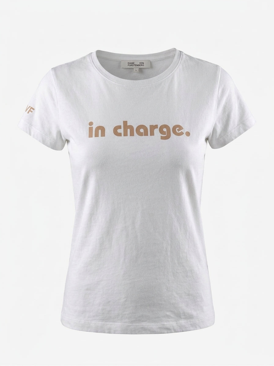 Diane von Furstenberg White Tan In Charge T-Shirt - L - Image 1