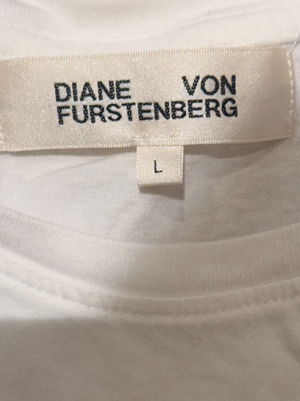 Diane von Furstenberg White Tan In Charge T-Shirt - L - Image 3