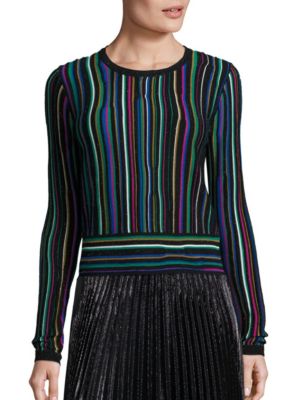 Diane von Furstenberg Striped Metallic Thread Sweater Size Small - Image 1