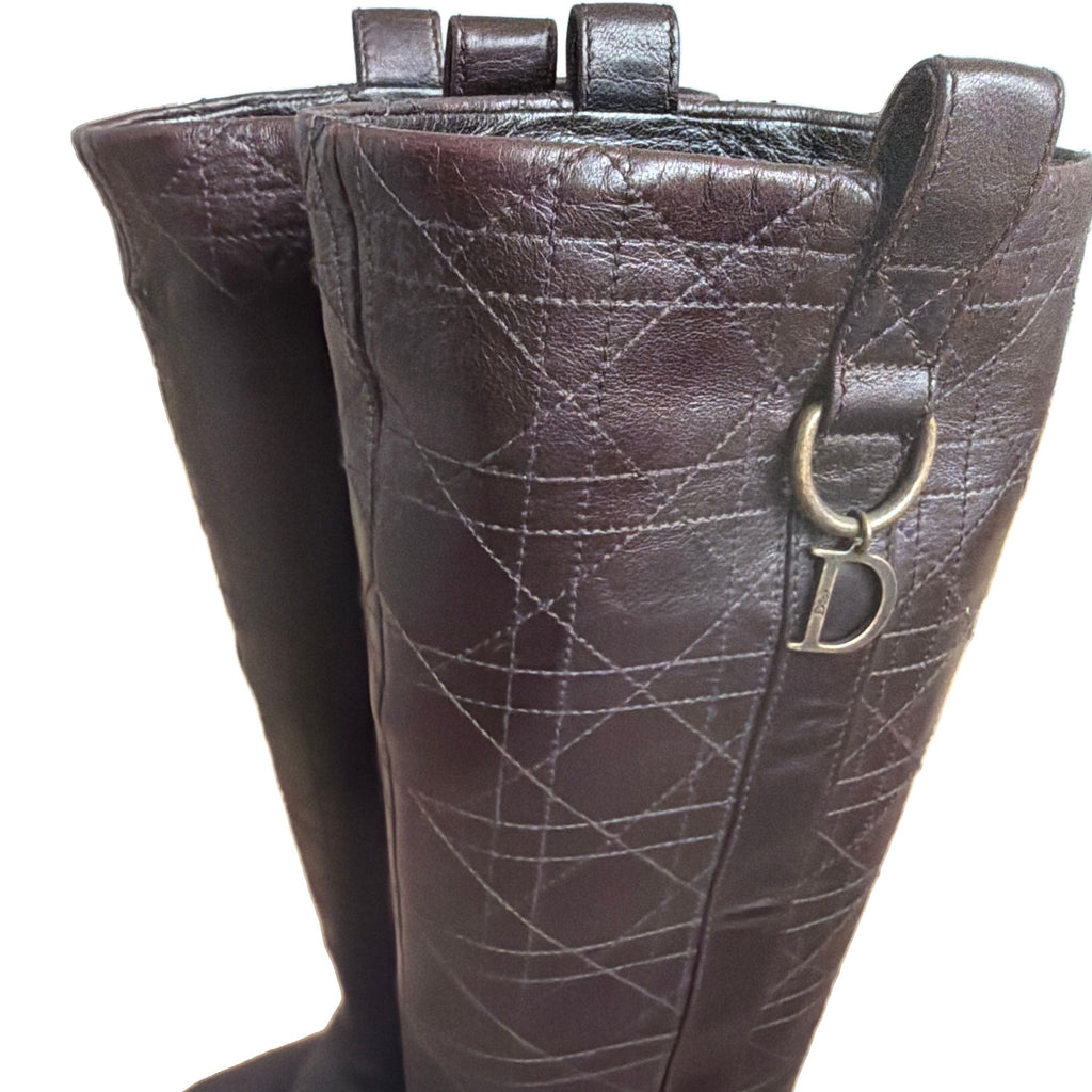 Dior Dark Brown Leather Riding Style Boots w D Hardware 36.5 - Image 3