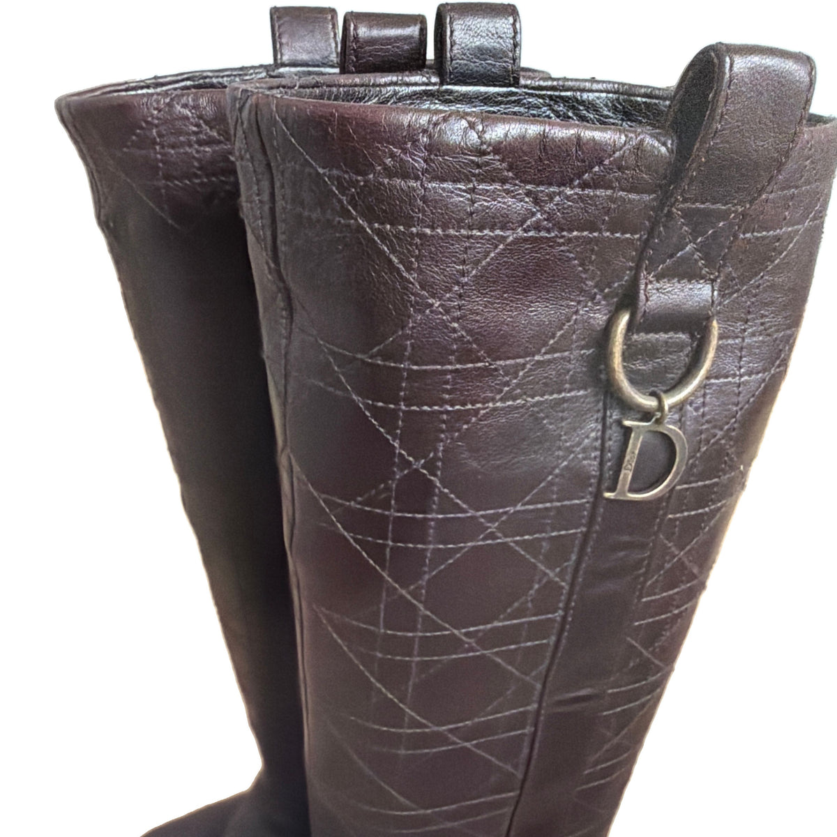 Dior Dark Brown Leather Riding Style Boots w D Hardware 36.5 - Image 3