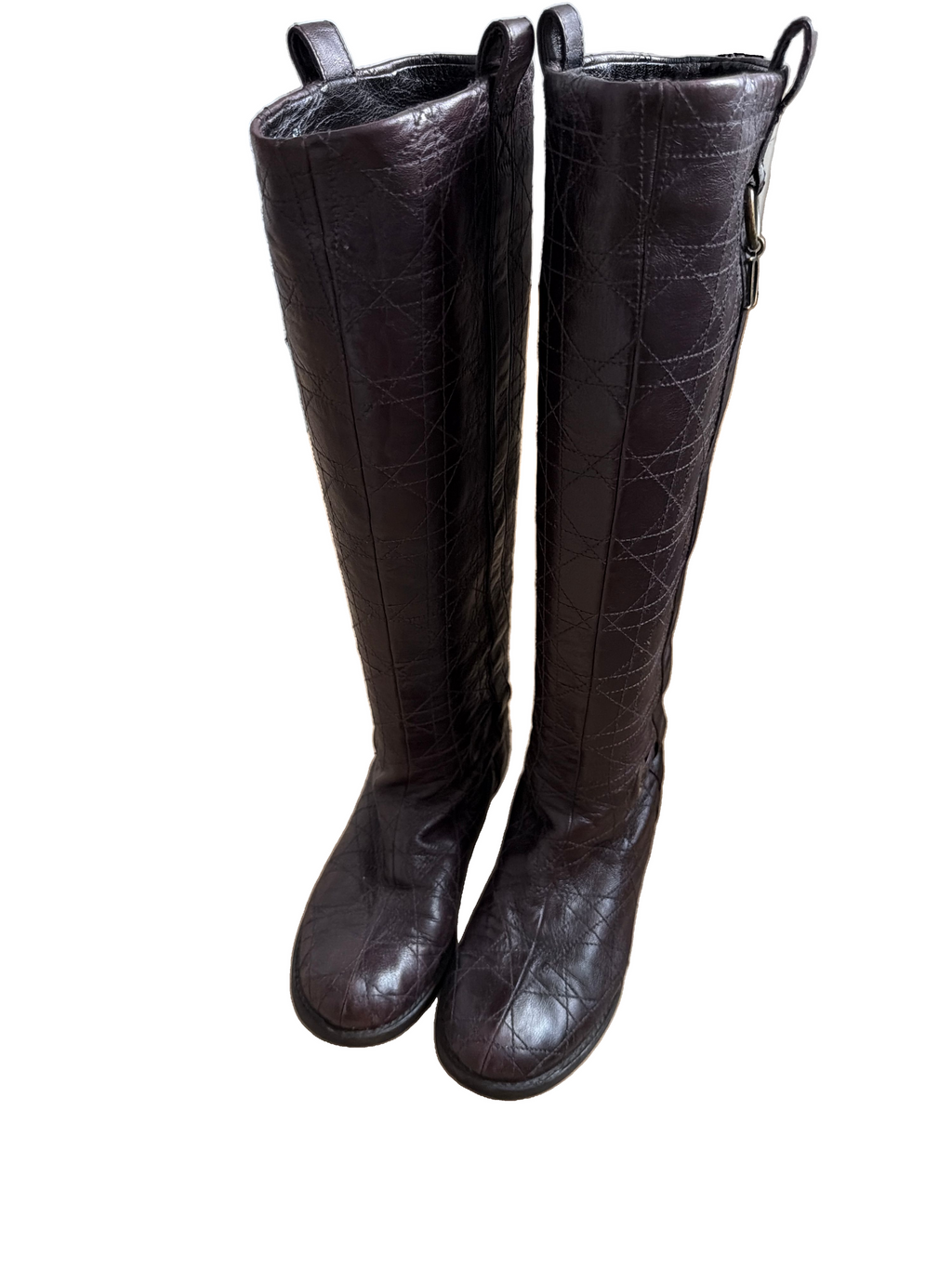 Dior Dark Brown Leather Riding Style Boots w/D Hardware and Texture 36.5 - Image 2