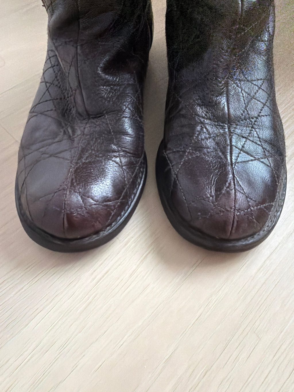 Dior Dark Brown Leather Riding Style Boots w/D Hardware and Texture 36.5 - Image 7