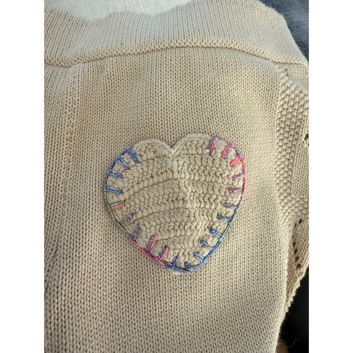 LoveShackFancy Toro Heart Pointelle Knit Pants Beige - Medium