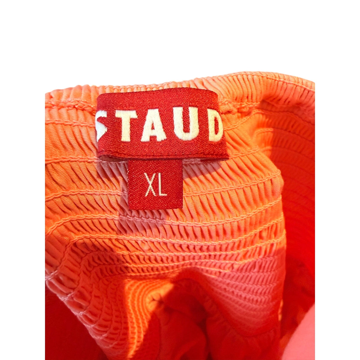 STAUD Landry Tiered Smocked Mini Dress Orange Size XL