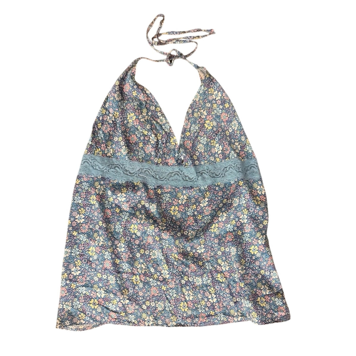 Frankies Bikinis Miriam Silk Halter Tank Springtime Floral L