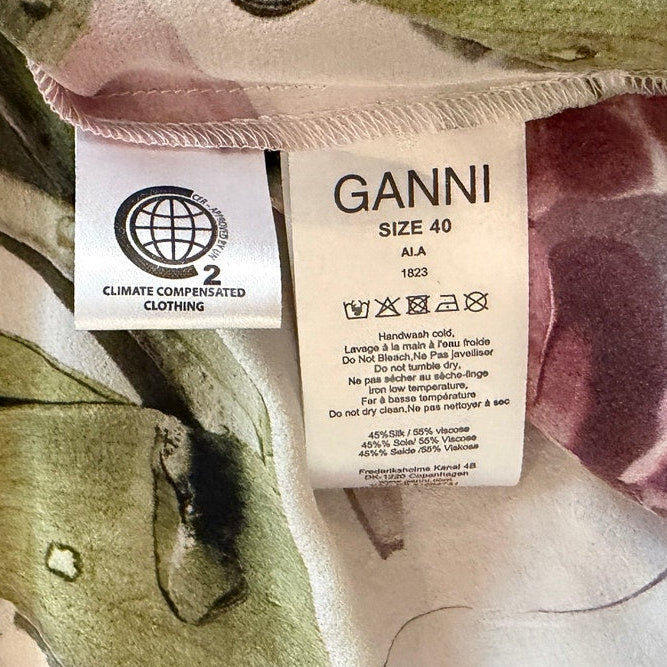 GANNI Hemlock Floral Patchwork Silk Dress Size 40 (US 6)