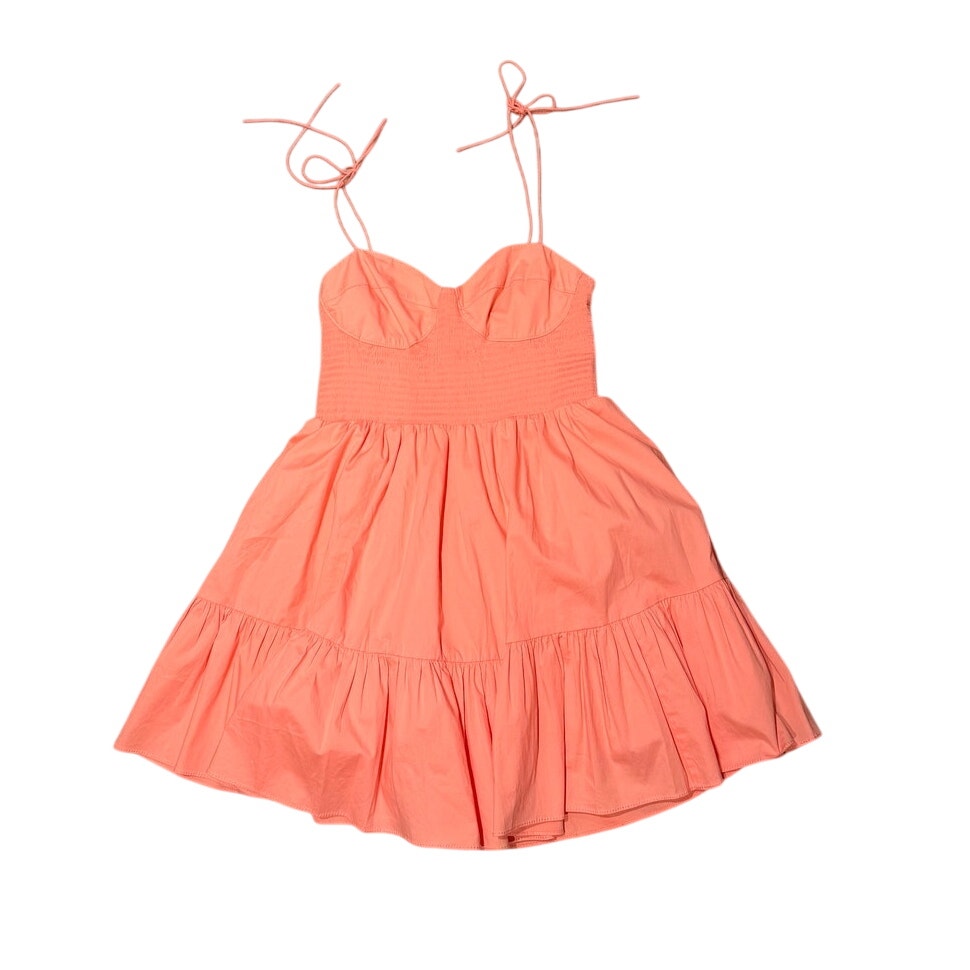 STAUD Landry Tiered Smocked Mini Dress Orange Size XL