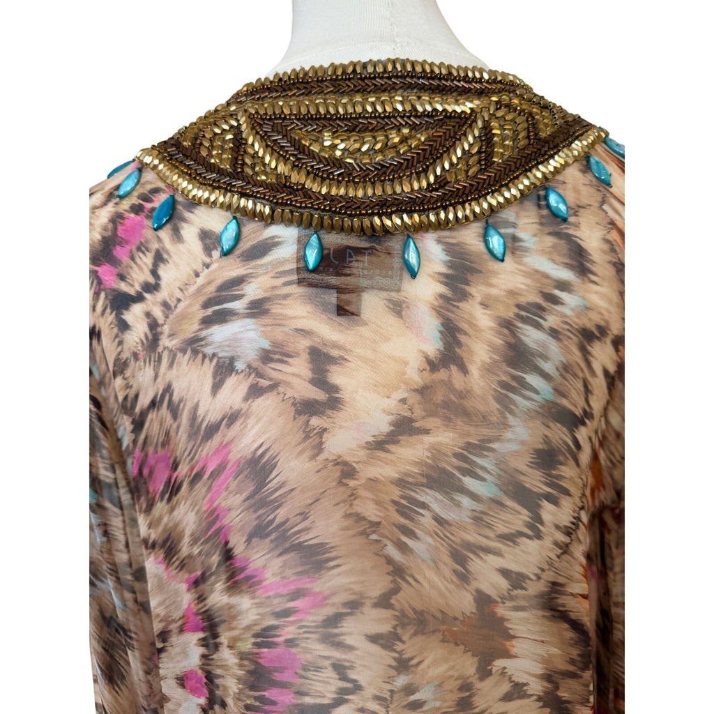 TAJ TAJ by Sabrina Crippa Animal Print Kaftan Maxi Dress M