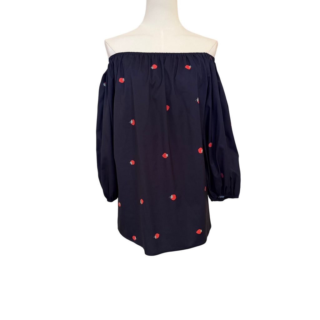 Rarities On-Or-Off-Shoulder Strawberries on Navy Top Unlined - Large