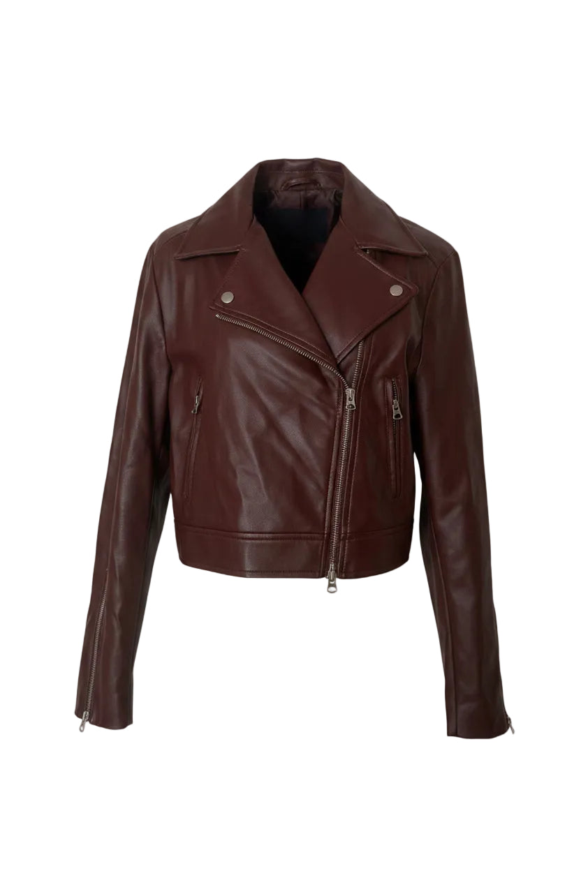French Connection Burgundy Motorcycle Jacket Blazer US 8