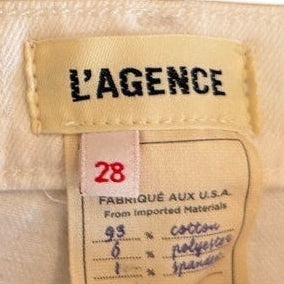 L'Agence White Sada High-Rise Slim Cropped Jeans Size 28