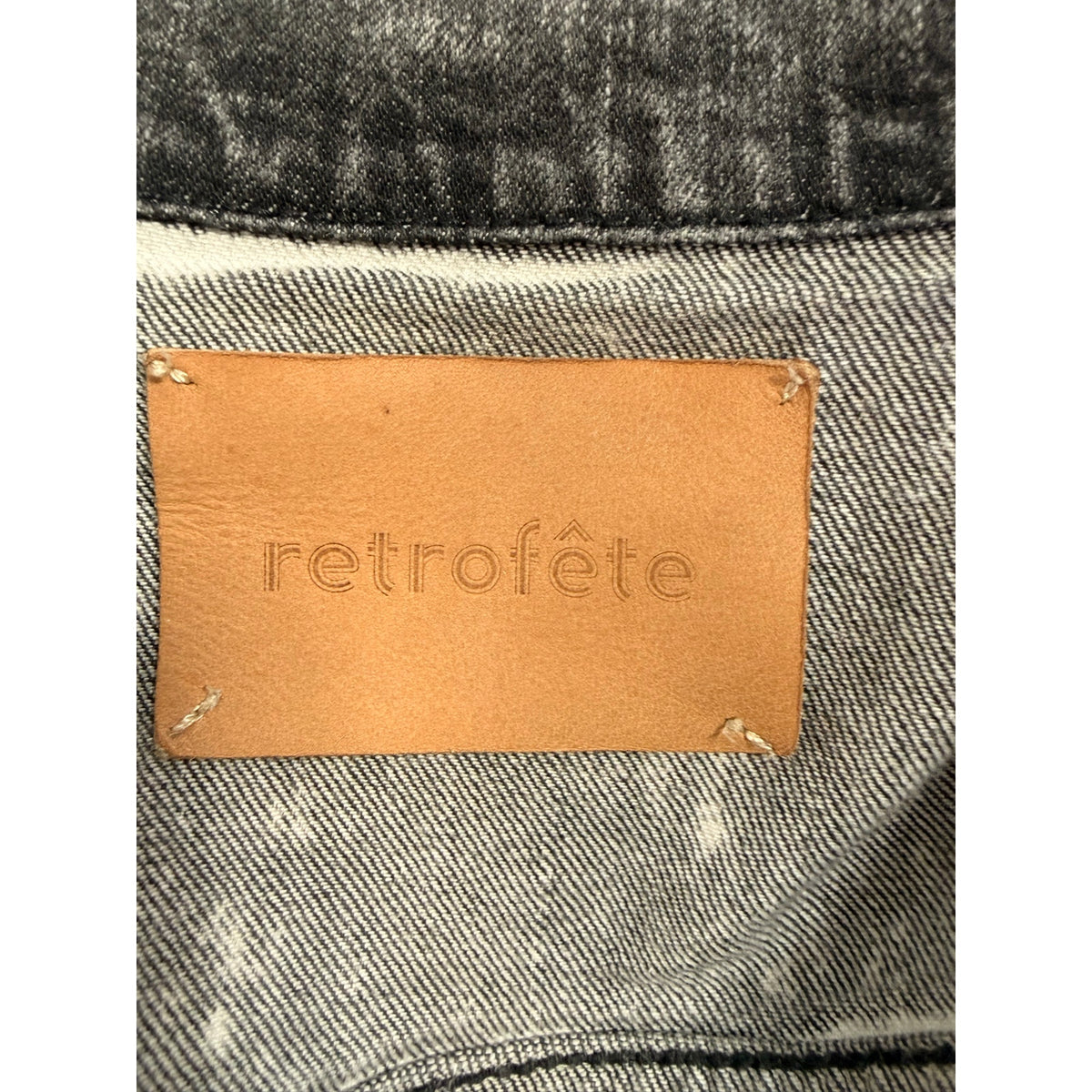 Retrofête Ada Puff-Sleeve Denim Jacket Gray Acid Wash Size L