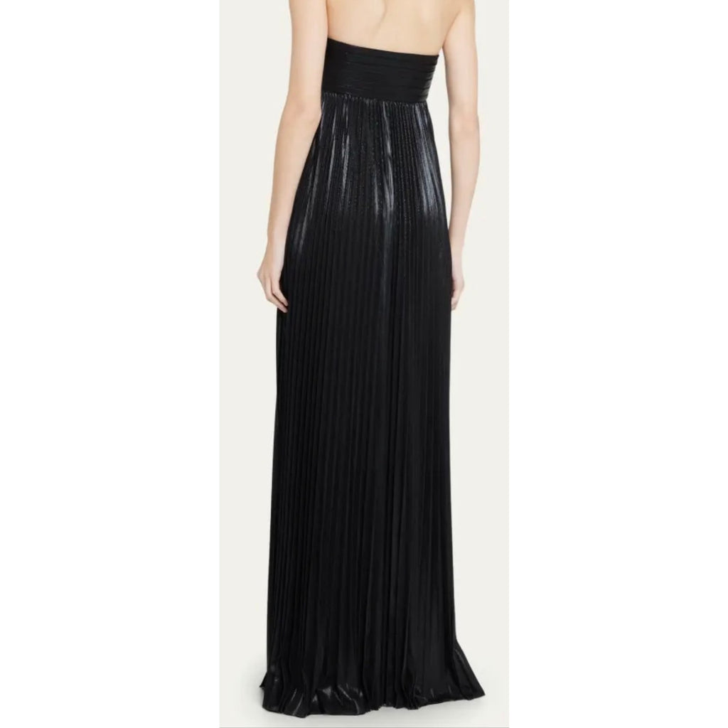 Retrofête Zoa Strapless Metallic Lamé Maxi Gown Black XS