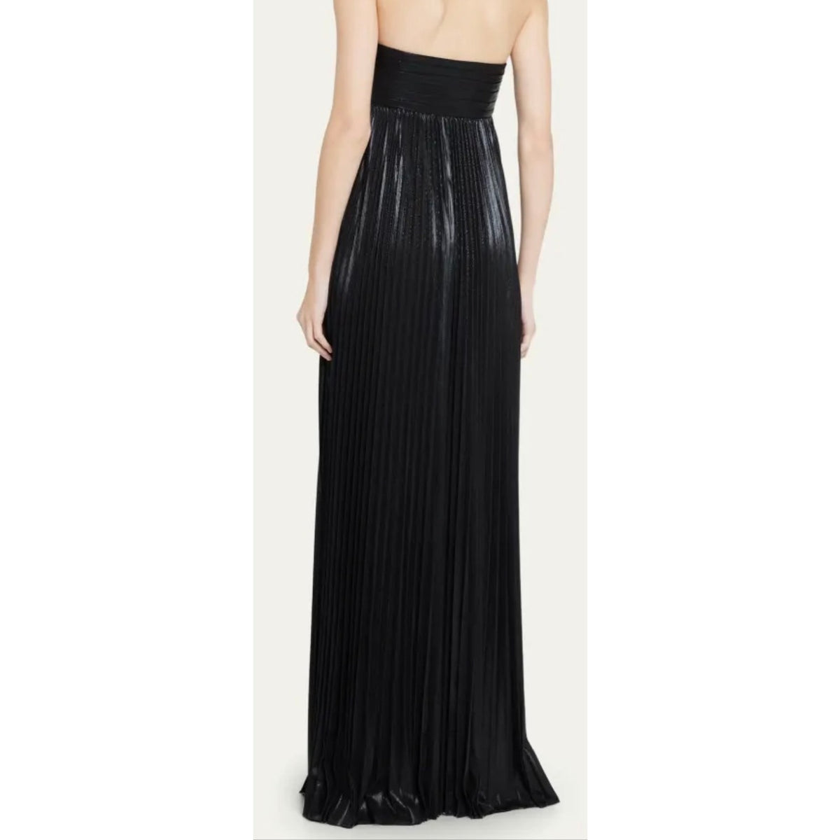 Retrofête Zoa Strapless Metallic Lamé Maxi Gown Black XS