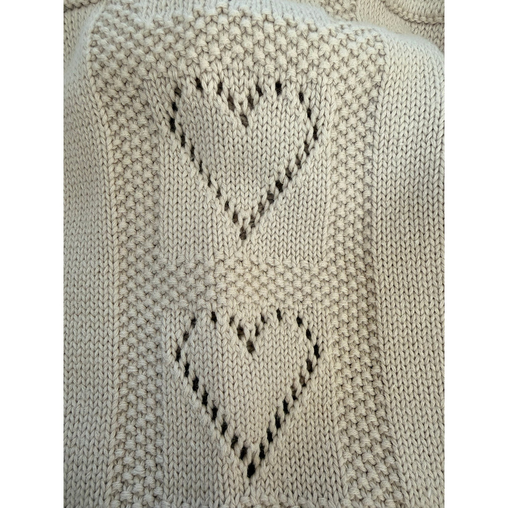 LoveShackFancy Toro Heart Pointelle Knit Pants Beige - Medium