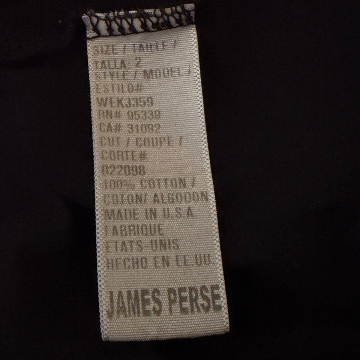 James Perse USA Soft Stretch Cotton Black Turtleneck Open Side/Back - Size 2