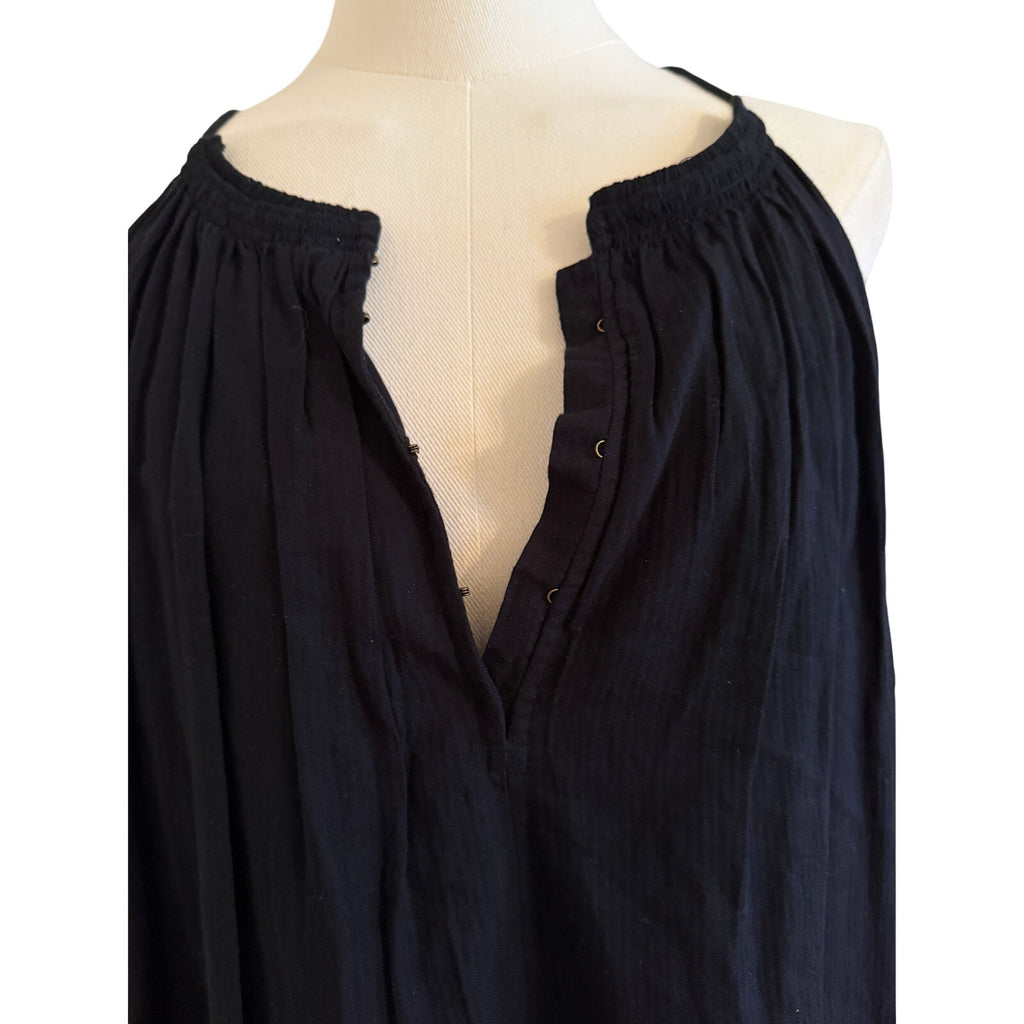 Apiece Apart Black Cotton Top with Pom Trim Size 8