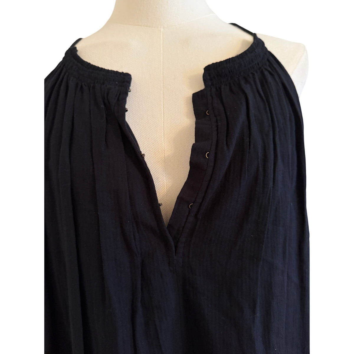 Apiece Apart Black Cotton Top with Pom Trim Size 8