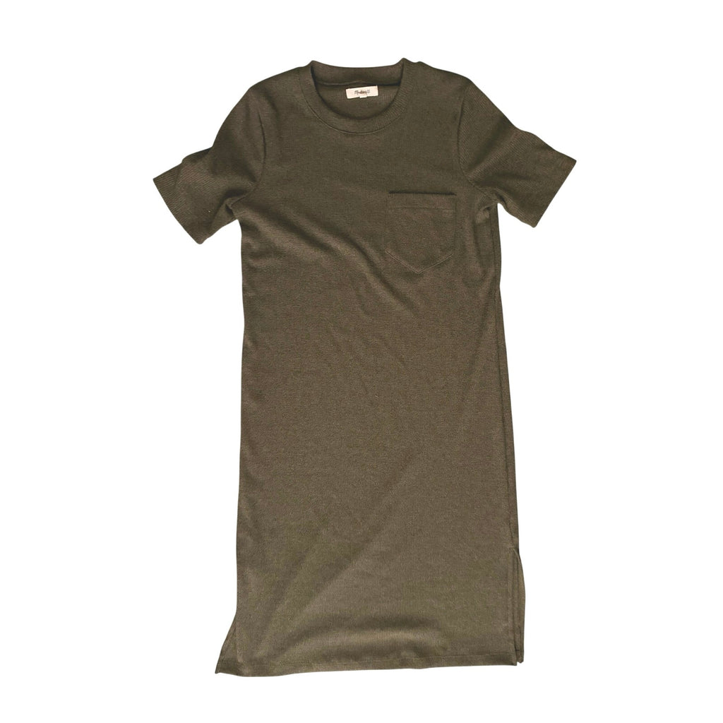 Madewell Olive Heather T-Shirt Midi Dress Small