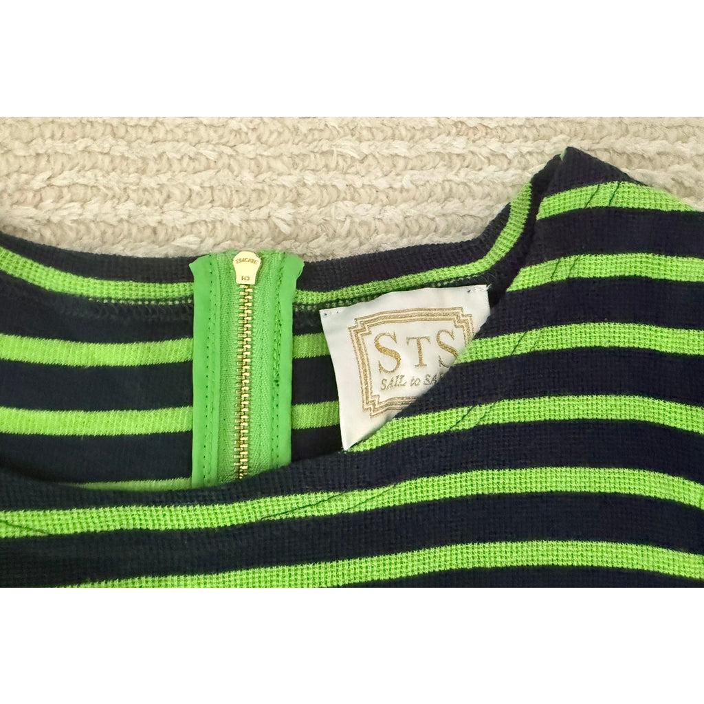 Sail to Sable Navy and Green Striped Dress - Size S