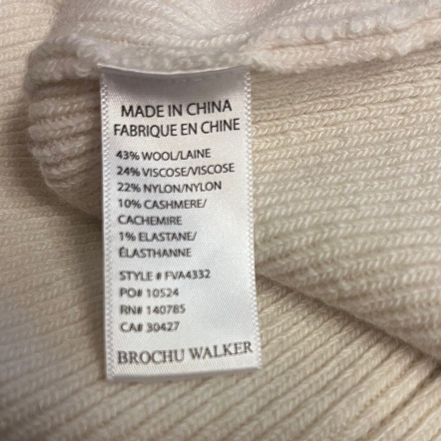 Textile label on a beige fabric with 'Brochu Walker' branding